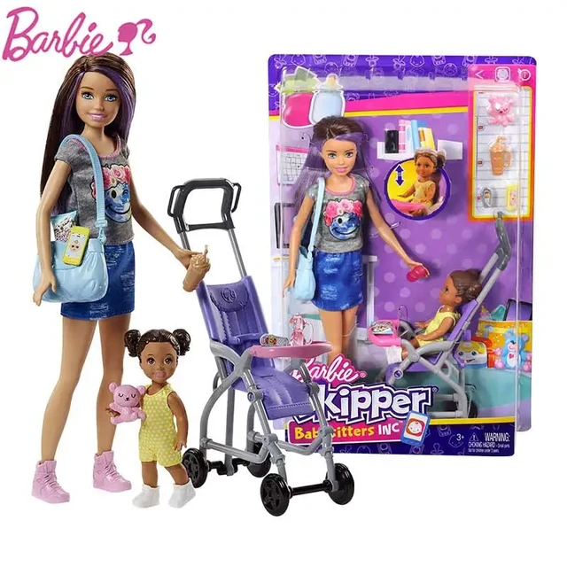 Original barbie pouco carrinho de cuidados com o bebê combinação conjunto  presente menina princesa casa jogar brinquedo aniversário presente natal  fjb00 - AliExpress